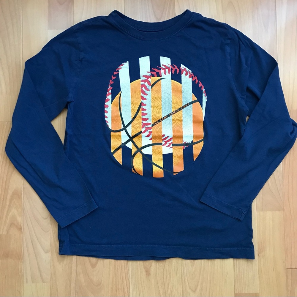 EUC Crazy 8 Navy Blue Kids Long Sleeve Shirt Sports Graphic sz XL 14-16